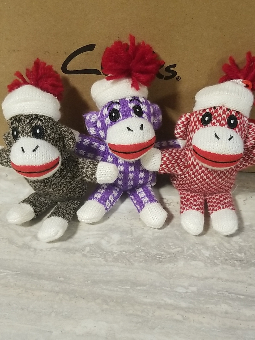 Sock Monkey Plush Bag Clip Keychains